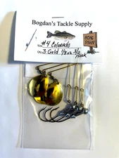 3 BTS Jig Spinner Rigs, #4 Gold Smooth, Colorado Blade, 1/8oz. 3/0 hook.