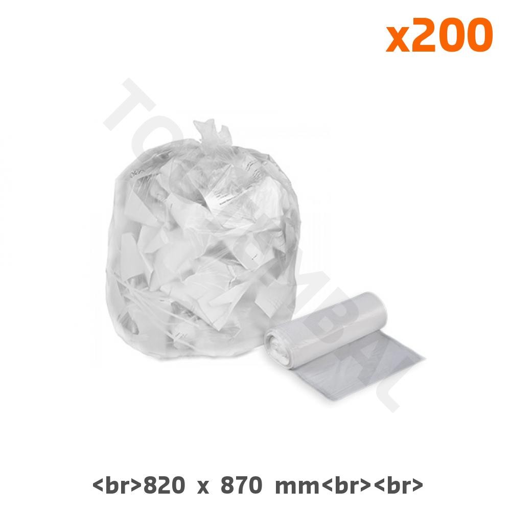 Sac poubelle transparent 100 litres PEBD 40µ résistant, sac poubelle tri sélectif x200