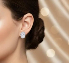 1 Ct Lab Grown Diamond Stud Earrings Platinum Oval Cut Solitaire