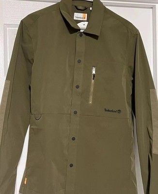  NWT New Timberland Mens Green Full Button Up Fall Lightweight Jacket Size Med