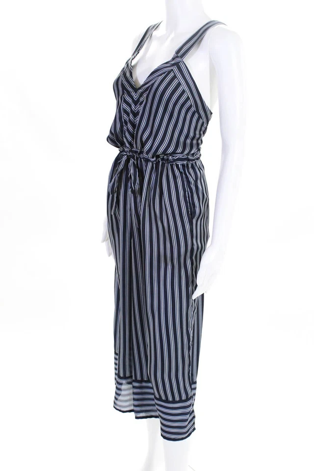 Greylin Anthropologie Womens Navy Stripe Crop Jumpsuit Blue Size Medium 10969971 - Image 2 of 4