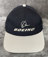 Vtg Boeing Embroidered Logo Hat Black Beige O...