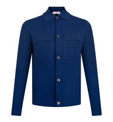 NEU LUCIANO BARBERA Hemdjacke - Strickjacke aus Baumwolle EU 52 US 42 Blau
