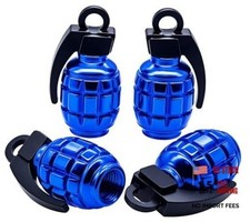 4PCS Tire Valve Stem Caps, Aluminium Alloy Tire Valve Stem 4 pcs Blue - Large