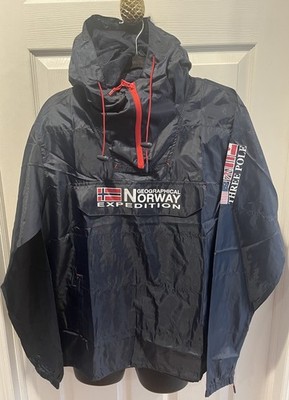 GEOGRAPHICAL NORWAY フード付きジャケット Geographical Norway Jacket Men L Black Pullover Windbreaker Hiking