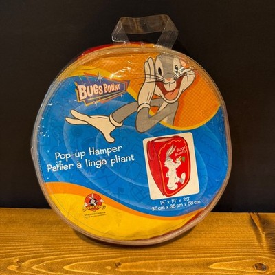 Looney Tunes Bugs Bunny Pop-Up Hamper Red Collapsible Laundry Basket NEW
