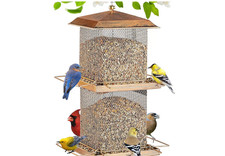 Well Made 2 Tier Large Tower Metal Bronze Hanging Bird Feeder