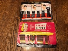 2 Packages Vintage Bobby Pins Rubber-Tip on Cardboard
