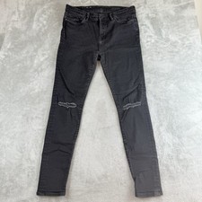 All Saints Jeans Womens 32 Black Denim Skinny Grace Slashed Distressed Punk Goth