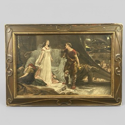 Antique Tristan and Isolde by Herbert James Draper Gravure Print Framed  31''x22''