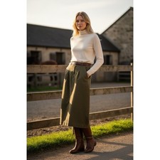 Luxury Heritage VTG Abercrombie Fitch Olive Skirt Made in USA Size 10