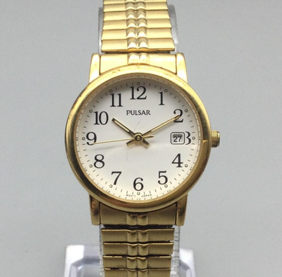 X Pulsar Gold-Tone Case, Arabic Numerals and Bracelet White Dial 2 Hand Pulsar | Accessories | X Pulsar Goldtone Case Arabic  main image 3