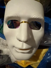 White Full Face HARD Plastic Mask Masquerade Party Costume Crew Hip-Hop Rare NEW