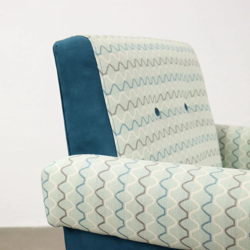 Sillón Vintage Colección Prisma Tela Metal Italia Años 50-60 Restaurado Foto 4 de 4