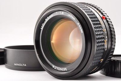 Minolta MD 50mm f/1.4 MF Standard Prime Lens w/ Hood Caps [Near Mint] from Japan