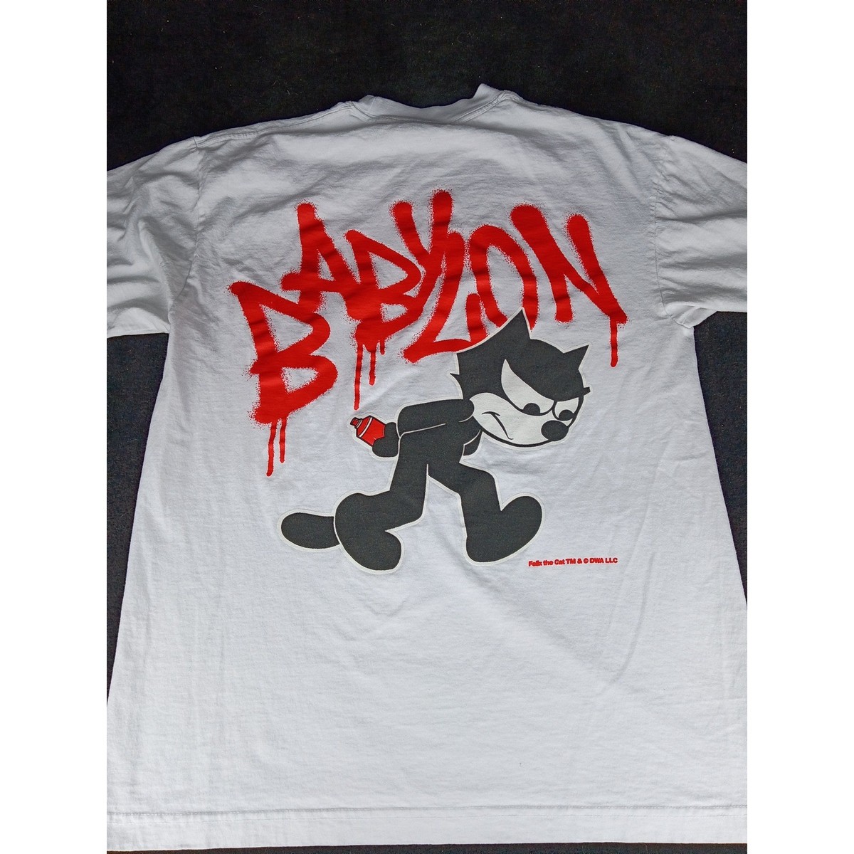 RARE Babylon LA x Felix the Cat White Graffiti Logo Graphic T