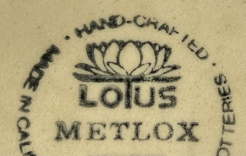 Vintage Majolika Set 4 Metlox Studio Lotus Satzteller Lily Pad Keramik 8" Sand - Bild 13 von 16