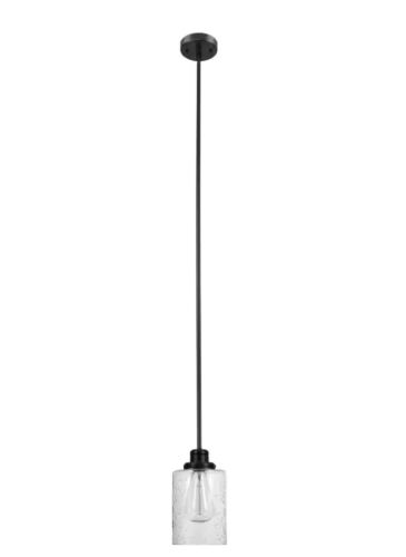 Globe Electric 60391 Annecy 1Light Dark Bronze Mini Pendant w/Seeded Glass Shade - Picture 1 of 9