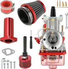 Red PWK 24mm Carburetor Intake Manifold Air Filter Kit For Predator 212cc 196cc