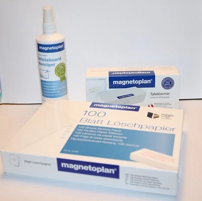 magnetoplan® Reinigungsset Whiteboard Magnettafel Löschpapier Reiniger Schwamm