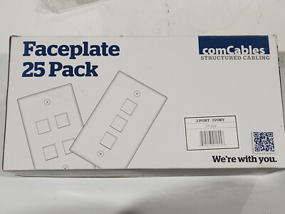 (Box of 25) comCABLES FP-2IV 2 port faceplate IVORY | eBay