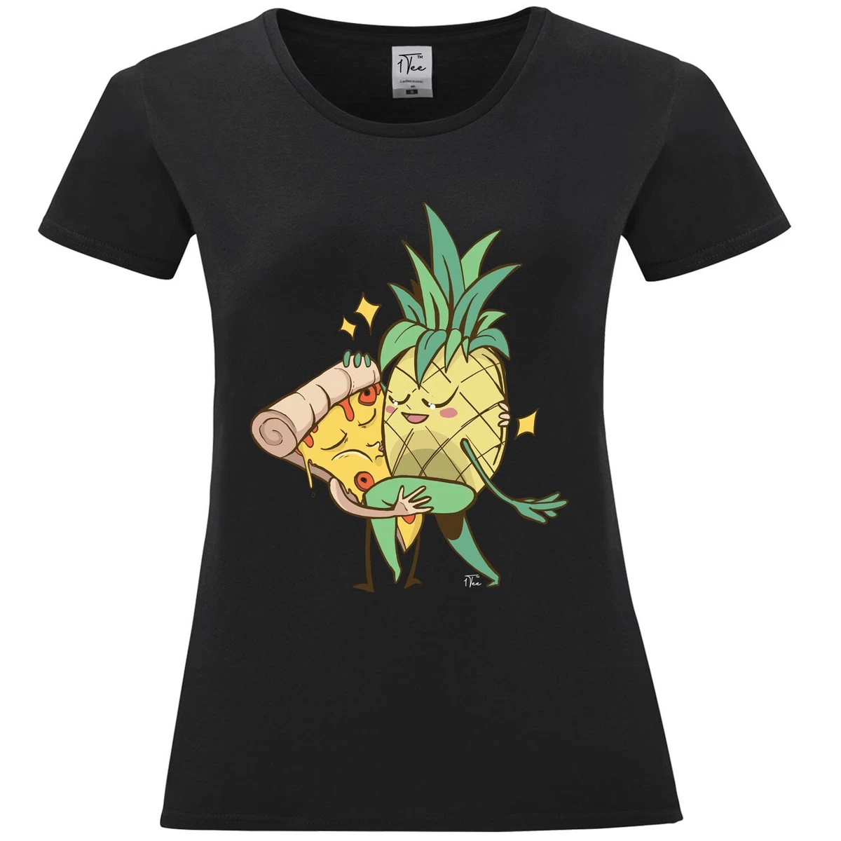 1Tee Womens Pineapple Pizza Couple T Shirt