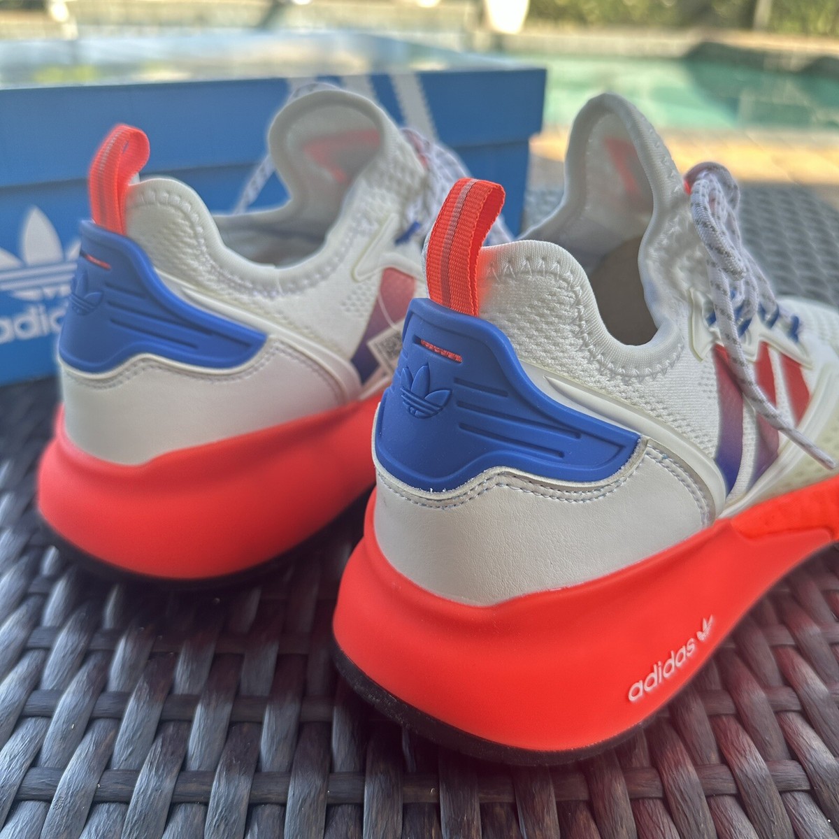 Adidas ZX 2K Boost J White Solar Red Kid's Athletic Shoes Adidas ZX 2K Boost J White Solar Red Kid's Athletic Shoes