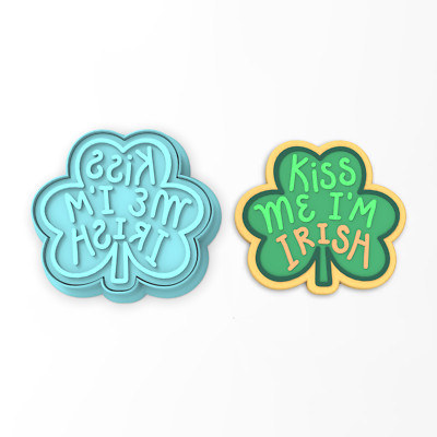 Kiss Me I'm Irish Cookie Cutter & Stamp | Shamrock Luck Clover St.Patrick's #2