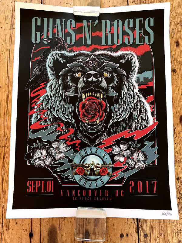 Guns N Roses - Rare Tour  Lithograph / Poster -Vancouver BC-  September 1st 2017