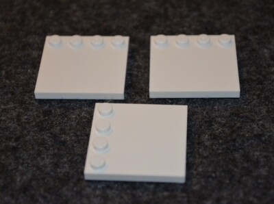 (3) 4x4 White Smooth Tile with 4 Pegs on One Side Bricks ~ New Lego ~ Space