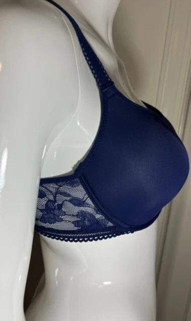 Nuevo Sujetador Camiseta Passionata by Chantelle Marta Plunge, Nuevo con Etiquetas 32DDD Color Azul Marino Foto 3 de 4