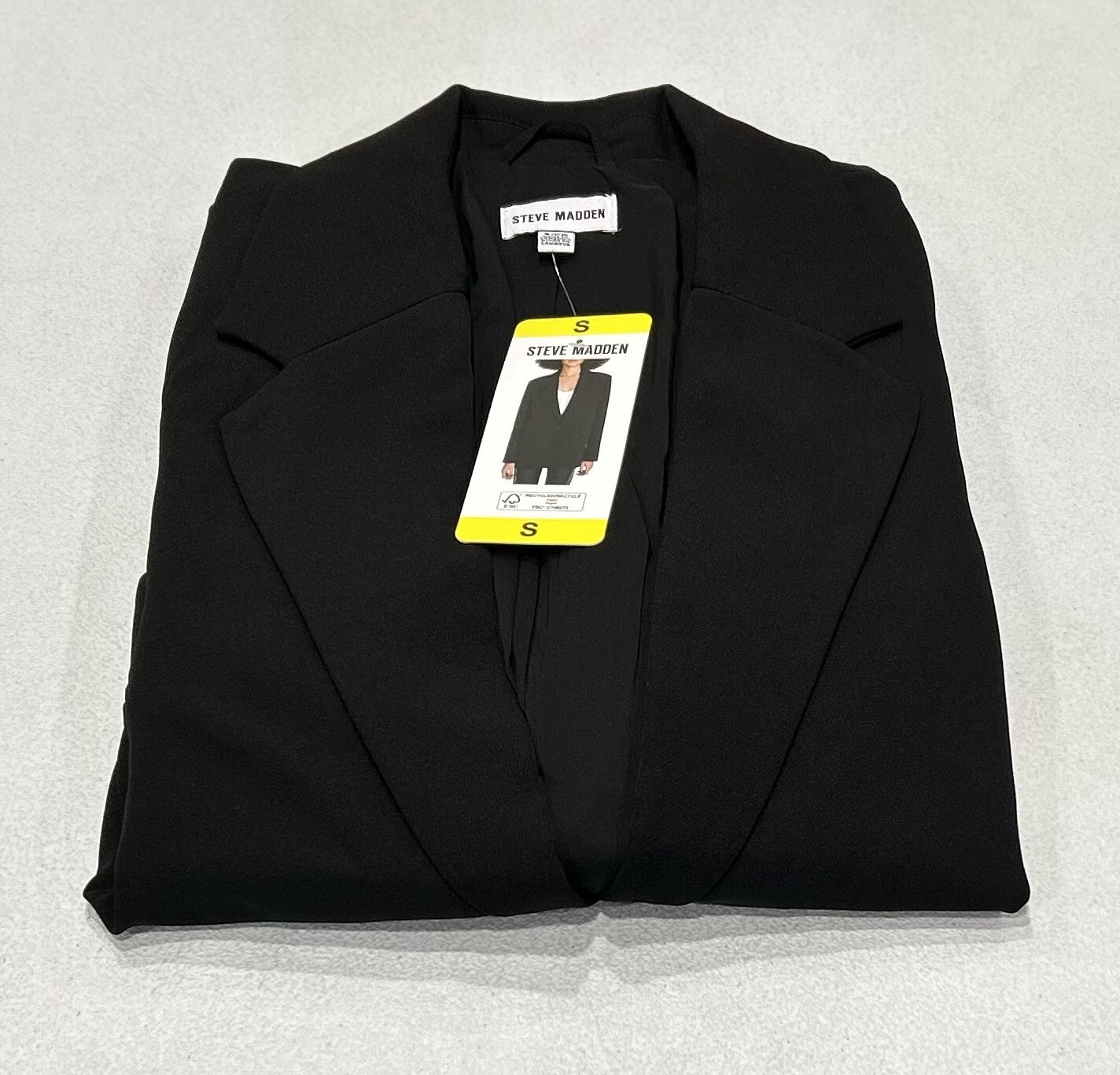 Steve Madden Women's Oversized Fit Shoulder Pads Blazer, Black, Size S