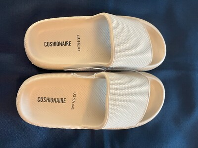 Men's Cushionaire Feather Pillow Cloud Slip On EVA Slides Sandals Khaki 9 NWT