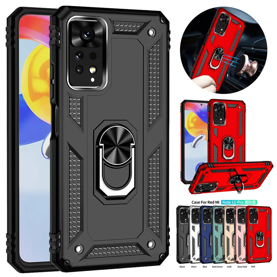 For Xiaomi Redmi Note 14 13 12 11 Pro 10 Armor Shockproof Ring Stand Case Cover - Image 2 of 4