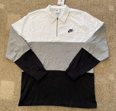 Nike Club 1/2 Zip Pullover Top Polo Rugby Jersey FB7797-100 $75