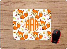 FOX DESIGN CUSTOM MADE MOUSE PAD PERSONALIZED MONOGRAM INITIALS HOME OFFICE GIFT