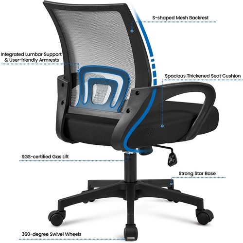 2 Pack Ergonomic Office Chairs Executive Swivel Computer Desk Task Chairs Black - Picture 3 of 10