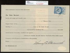 Heinie Manush JSA Coa Signed Stock Certificate Autograph