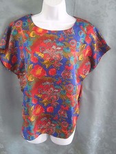 Vintage 90's Notations Blouse Size 8 Pullover Collarless Career Shell Dolman Top