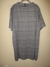 Women's American Living Black Houndstooth Mock Neck Shift Dress Size 22W
