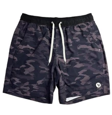 Vuori Shorts Kore Mens Medium Black Gray Camo Lined 7.5" Inseam V302