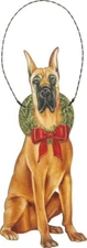 Great Dane Wooden Holiday Bow Ornament