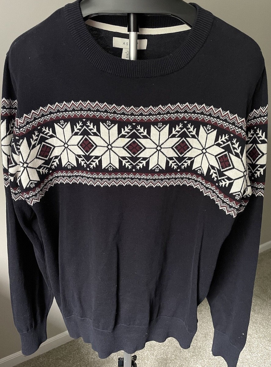 Aspen Snowflake Sweater Men's XL Navy Cotton Lightweight Winter Ski Holidays - Main Image