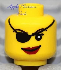 NEW Lego Female MINIFIG HEAD -Pirate Castle Kingdoms Girl w/Eye Patch & Red Lips
