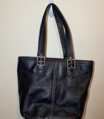 Coach Hamptons Black Leather Tote (F053-9572) | eBay