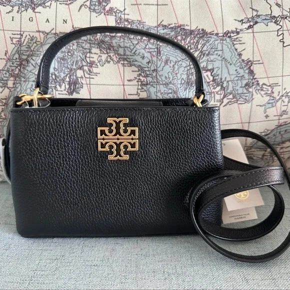 Tory Burch Britten Pebble Leather Micro Satchel Crossbody Shoulder