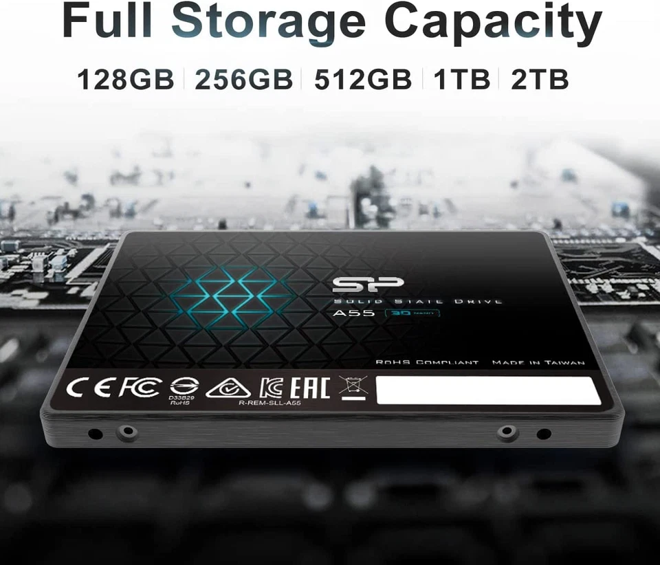SP 1TB SSD 3D NAND A55 SLC Cache Performance Boost SATA III 2.5" 7Mm (0.28") Int - Image 4 of 4