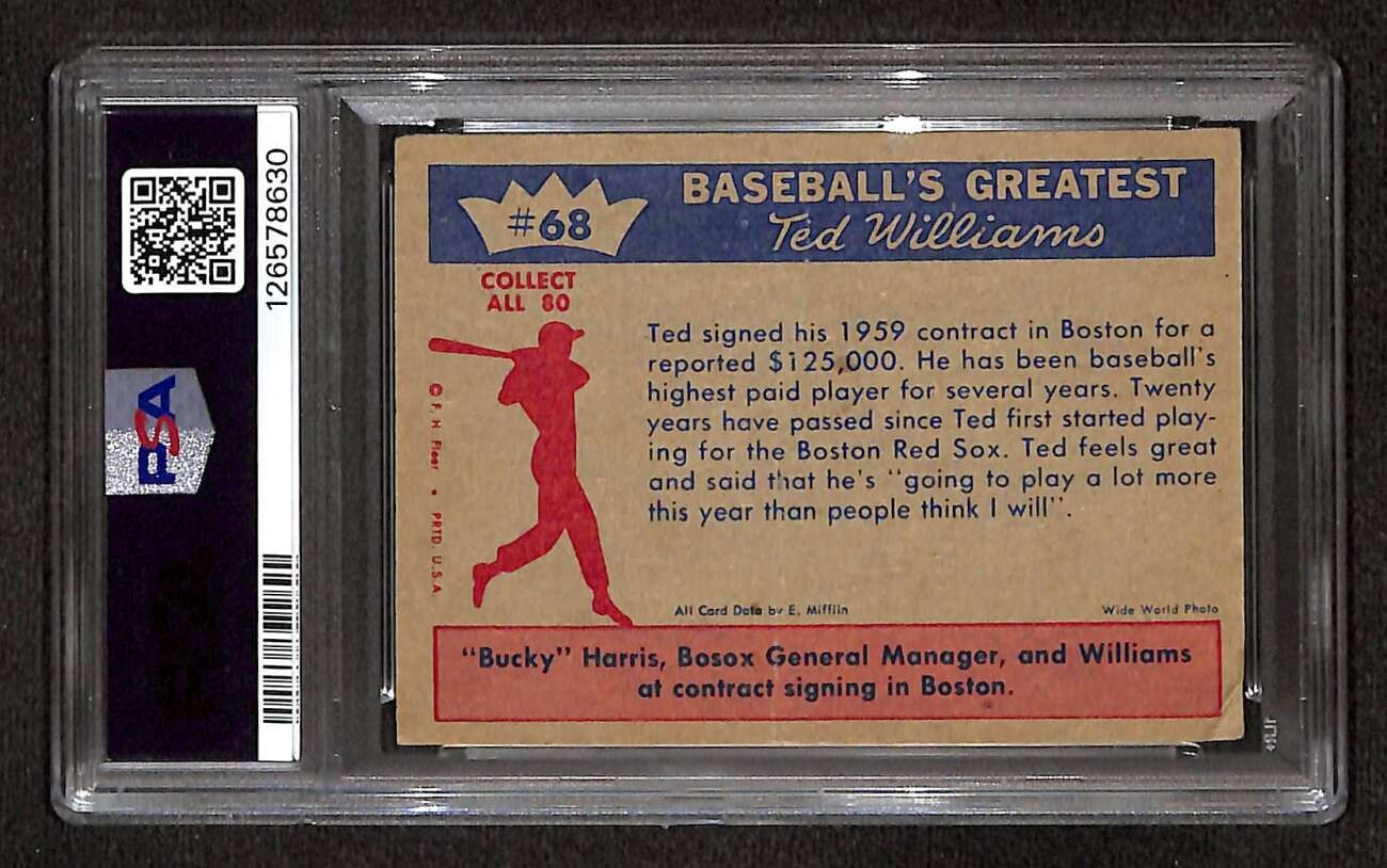 1959 Fleer #68 Ted Williams HOF Signs for 1959 SP PSA 2 GOOD C104601 view 2