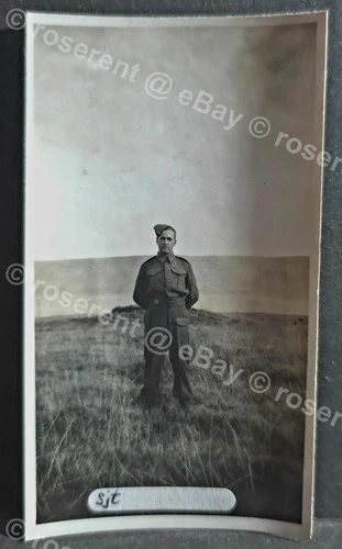 WW2 Iceland - a Sergeant posed outside    - photo 11 by 6cm