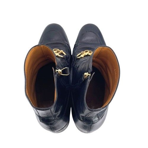 GUCCI Boots Shoes Horsebit EU 43.5 US 10 Leather Black Authentic - Picture 21 of 24